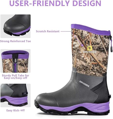 حذاء مطاطي للنساء من دراي كود، 4.5 ملم، حذاء مطر من النيوبرين المعزول ومقاوم للماء لمنتصف الساق للصيد والصيد في الماء والزراعة والحديقة in Kuwait