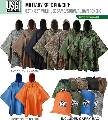 USGI Industries المعطف ذو الطراز العسكري متعدد الاستخدام، مزق توقف التمويه معطف المطر in Saudi Arabia