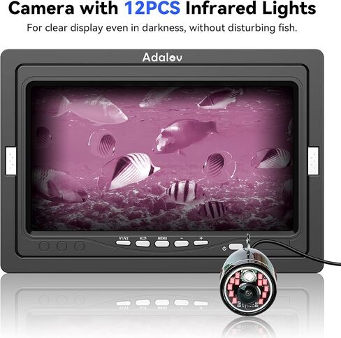 Underwater Fishing Camera, 𝟮𝟬𝟮𝟯 𝙪𝙥𝙜𝙧𝙖𝙙𝙚 AdaLov Portable Fish Finder Camera with Depth Temperature Display-Waterproof HD1000TVL Fishing Camera for Ice, Lake and Boat Fishing in Kuwait