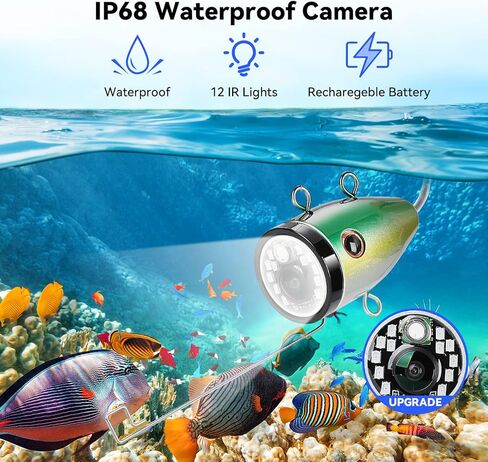 Underwater Fishing Camera, 𝟮𝟬𝟮𝟯 𝙪𝙥𝙜𝙧𝙖𝙙𝙚 AdaLov Portable Fish Finder Camera with Depth Temperature Display-Waterproof HD1000TVL Fishing Camera for Ice, Lake and Boat Fishing in Kuwait