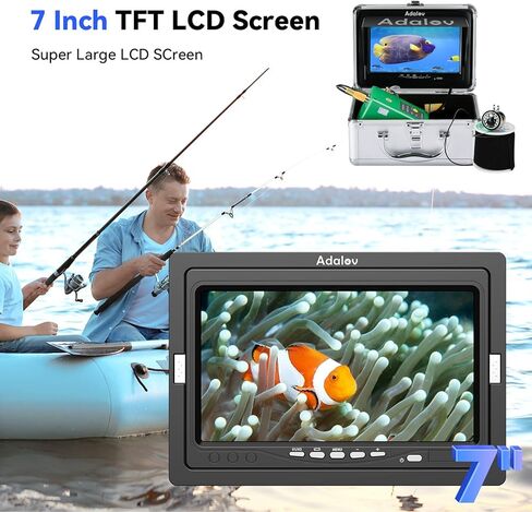 Underwater Fishing Camera, 𝟮𝟬𝟮𝟯 𝙪𝙥𝙜𝙧𝙖𝙙𝙚 AdaLov Portable Fish Finder Camera with Depth Temperature Display-Waterproof HD1000TVL Fishing Camera for Ice, Lake and Boat Fishing in Kuwait