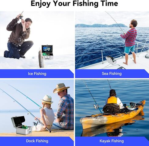 Underwater Fishing Camera, 𝟮𝟬𝟮𝟯 𝙪𝙥𝙜𝙧𝙖𝙙𝙚 AdaLov Portable Fish Finder Camera with Depth Temperature Display-Waterproof HD1000TVL Fishing Camera for Ice, Lake and Boat Fishing in Kuwait