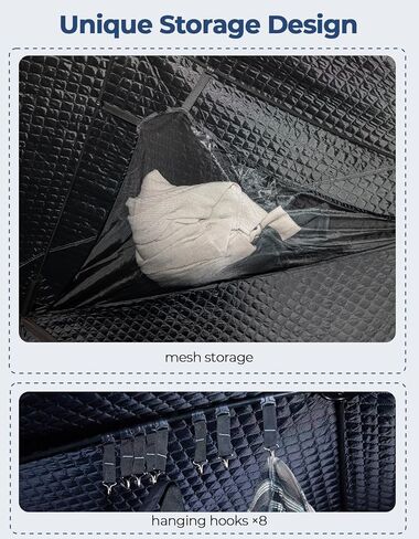 DEERFAMY 3-Layer Ice Fishing Shelter قطن مملوء، 3/4/5/6/7/8 شخص خيمة صيد الجليد، خيمة معزولة من الأكواخ الثلجية مع حقيبة حمل، مراسي ثلج، أحمر/أزرق in Kuwait