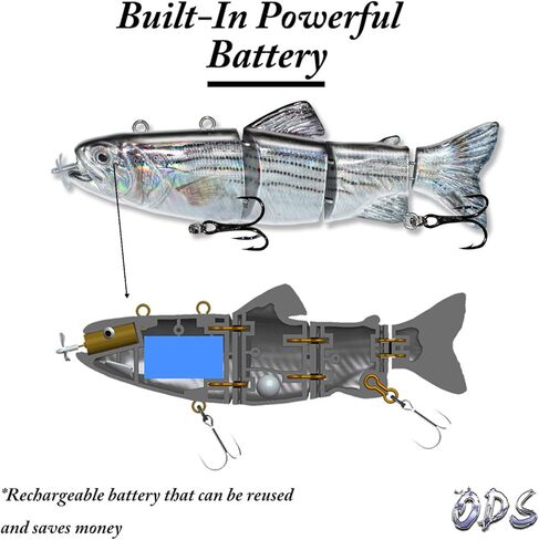 ods lure Robotic Swimming Lure USB Rechargeable LED Light 4-Segement Multi Jointed Swimbait Electric Bait Fishing Tackle in Kuwait