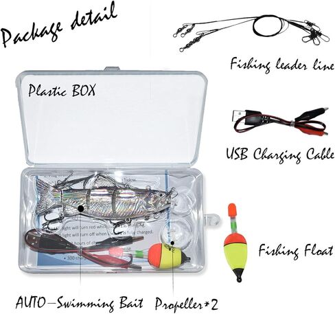 ods lure Robotic Swimming Lure USB Rechargeable LED Light 4-Segement Multi Jointed Swimbait Electric Bait Fishing Tackle in Kuwait