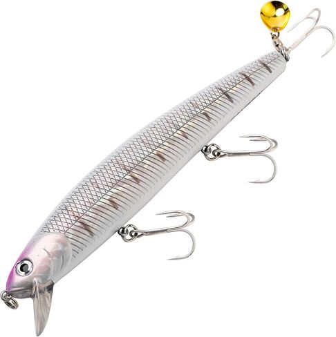 Calissa Offshore Tackle 110mm and 140mm California Inshore Fishing - Special Jerkbait Crankbait Surf Flash Fishing Salt Pro Lure Minnow Zebra MS Metallic Sardine Glow in Saudi Arabia