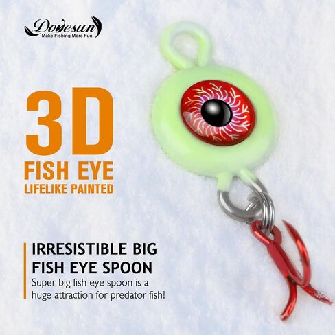Dovesun Ice Fishing Jigs Ice Fishing Lures Kit Rattling Glow Ice Fishing Spoons for Bass Crappie Panfish Mens Fishing Gifts 15PCS/5PCS/4PCS in Saudi Arabia