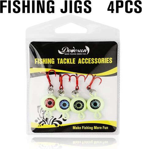 Dovesun Ice Fishing Jigs Ice Fishing Lures Kit Rattling Glow Ice Fishing Spoons for Bass Crappie Panfish Mens Fishing Gifts 15PCS/5PCS/4PCS in Saudi Arabia