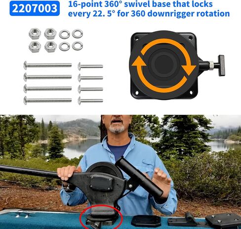 Vanshly,2207003 Low-Profile Swivel Mounting Base Compatible with Cannon Downrigger,Black Composite in Saudi Arabia