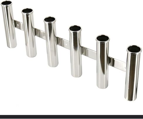 CREDSTAR Stainless Steel 6 Tube Fishing Rod Rack, Wall Mounted Side Mounted Rod Holder Fishing Rod Pod Pole Holder for Boat Marine Yacht RV in Kuwait