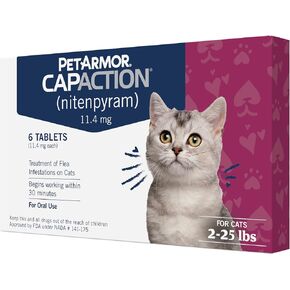 PetArmor CAPACTION (nitenpyram) علاج البراغيث عن طريق الفم للقطط، أقراص سريعة المفعول تبدأ في قتل البراغيث في 30 دقيقة، القطط 2-25 رطل، 6 جرعات in Kuwait