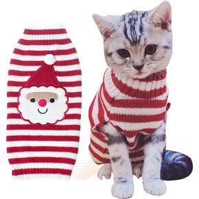 BOBIBI Cat Sweater Christmas Santa Claus Pet Cat Winter Knitwear Warm Clothes