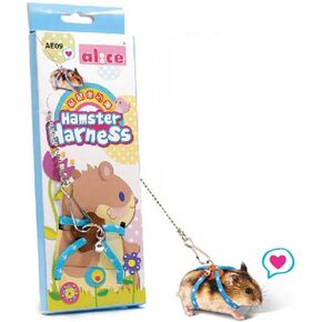 Adjustable Nylon Harness Vest and Leash Set Lead for Pet Dwarf Hamster Gerbil Rat Mouse Ferret Chinchilla Ferret Squirrel Small Animal Walking Toy (Blue) in Kuwait