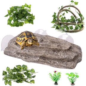 RUNANIA Turtle Basking Platform, Reptile Tank Accessories Turtle Dock Basking Area for Gecko Amphibians Frogs Newts Lizard in Kuwait