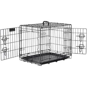 PETAPPY Wire Dog Crate 24 Inch, Double Door Folding Dog Cage, Wire Dog Kennel with Removable Tray, Floor Protecting Feet and Handle, Small Dog Crate in Saudi Arabia