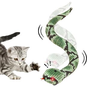 Cat Toys Snake Interactive,Kitten Toys,Realistic Simulation Smart Sensing Snake Toy,USB Rechargeable,Automatically Sense Obstacles and Escape,Tricky Snake for Indoor Cats Dogs(Green Snake) in Kuwait