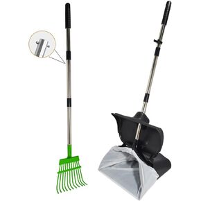 Hygena Scoop Pooper Scooper XL Large Odor Blocking Swivel Bin & Long Handle Stainless Steel Poles Rake Large Bag for Clean Pet Waste Removal in Kuwait