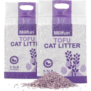 Tofu Cat Litter, Dust-Free Kitty Litter, Ultra Absorbent Clumping Cat Pellet Litter, Fast Drying, Lavender Cat Tofu Litter Odor Control, Less Scattering, Pretty Dust-Free Mixed Tofu Cat Litter. in Kuwait