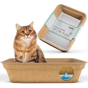 صناديق فضلات القطط للاستعمال مرة واحدة مع وسادات ماصة للرائحة والسوائل، صندوق فضلات القطط للاستعمال مرة واحدة، صندوق فضلات كبير سهل التنظيف، صندوق فضلات القطط عديم الرائحة من فولن بيتس (4 قطع) in Kuwait