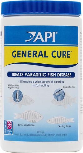 دواء مسحوق أسماك المياه العذبة والمياه المالحة من API GENERAL CURE، علبة كبيرة بحجم 30 أونصة، أبيض in Saudi Arabia