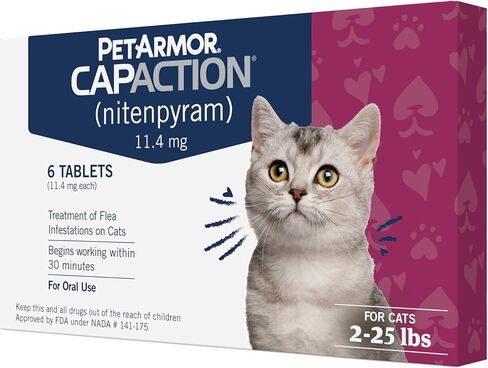 PetArmor CAPACTION (nitenpyram) علاج البراغيث عن طريق الفم للقطط، أقراص سريعة المفعول تبدأ في قتل البراغيث في 30 دقيقة، القطط 2-25 رطل، 6 جرعات in Kuwait