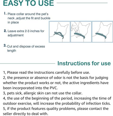 Flea and Tick Collar for Cats - Offers 12-Month Protection, Crafted with Premium Plant Oils, Waterproof, Natural, Safe for Kittens, Includes Free Comb and Tweezers, 13.8 in (2 Packs) in Saudi Arabia
