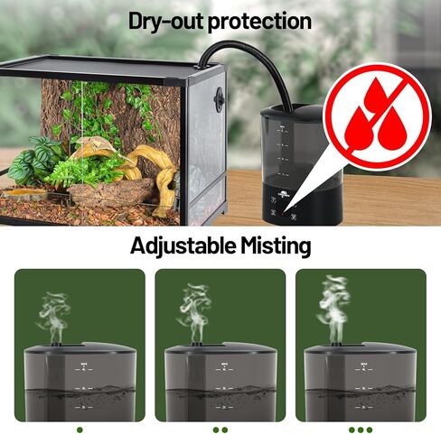 كافاشيو الزواحف مبيد ملء العلوي، مرطب الزواحف 4L، توقيت رقمي مستر تررم، مبيد قابل للتعديل، هادئ للغاية، لا تسرب، نظام مستر الزواحف للزواحف البرمائيات الأعشاب Vivarium الطحلب in Kuwait