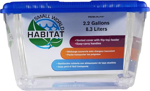 Penn-Plax Small World Habitat – Portable Clear and Transparent Plastic Tank – Excellent for Small Critters and Creatures – Easy to Clean & Handle – 2.2 Gallon, Assorted in Saudi Arabia