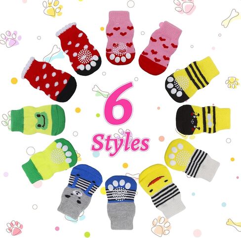 24 قطعة من جوارب الكلاب - جوارب مضادة للانزلاق لمخالب القطط الصغيرة، جوارب واقية للكلاب الأليفة، جوارب محبوكة للكلاب الأليفة الصغيرة والمتوسطة الحجم في الأماكن المغلقة على الأرضيات المصنوعة من الخشب الصلب in Kuwait