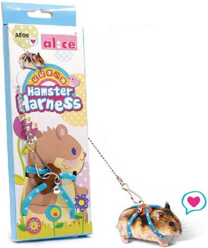 Adjustable Nylon Harness Vest and Leash Set Lead for Pet Dwarf Hamster Gerbil Rat Mouse Ferret Chinchilla Ferret Squirrel Small Animal Walking Toy (Blue) in Kuwait