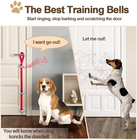2 Pcs Dog Door Bells Dog Doorbell to go Outside Puppy Train Bell for Dogs to Ring to go Potty Puppy Toilet Training Bell for Door Knob Girl Puppy Essentials Accessories (Pink) in Kuwait