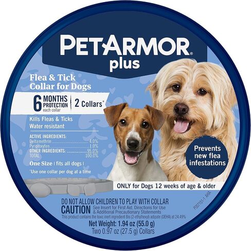 PetArmor Plus Flea & Tick Collar for Dogs, Kills Fleas & Ticks, Long Lasting Protection for 6 Months, Water Resistant, One Size Fits All, 1 Collar in Kuwait