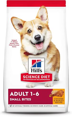 طعام جاف للكلاب من Hill's Science Diet، للبالغين، لقيمات صغيرة، وصفة الدجاج والشعير، كيس بوزن 35 رطلاً in Kuwait