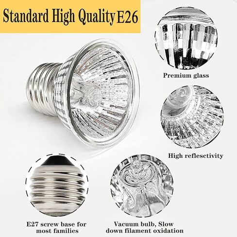 Turtle Heat Lamp Tortoise Bulb: 4-Pack 50W UVB Reptile Heating Bulb for Lizards, Snakes, Aquarium Aquatic Reptile Amphibian - Terrarium Heat Lamps and Habitat Lighting for Pet Supplies in Kuwait