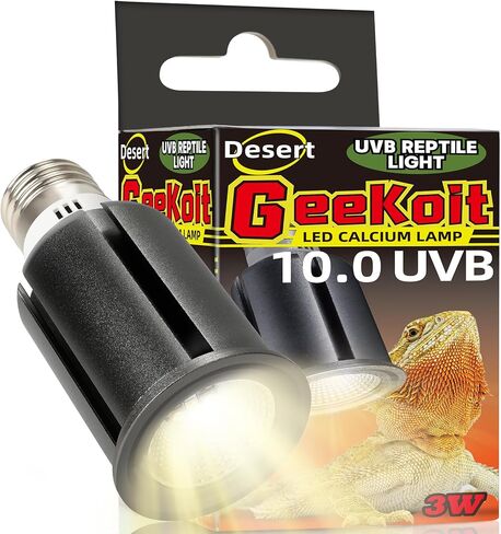 GeeKoit Premium UVB ضوء الزواحف كامل الطيف لاستقلاب الكالسيوم الأمثل، الصحراء 10.0 لمبة 3W UVA UVB مثالية للزواحف التي تعيش في الصحراء والسلاحف التنين الملتحية in Kuwait