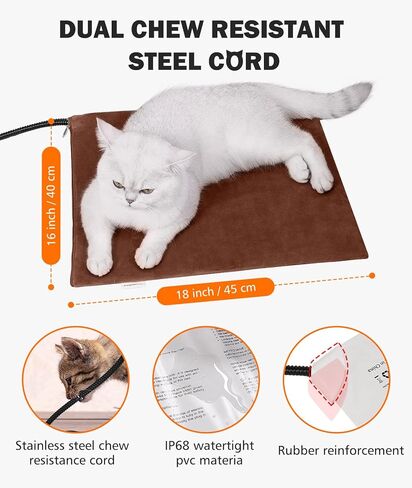 سرير قطط مدفأ من BurgeonNest، وسادة تدفئة للحيوانات الأليفة مع مؤقت، 28 بوصة × 16 بوصة / 18 بوصة × 16 بوصة، سرير كلب كهربائي مسخن مع درجة حرارة قابلة للتعديل وبطانية تدفئة لبساط الحيوانات الأليفة وإيقاف التشغيل التلقائي in Kuwait