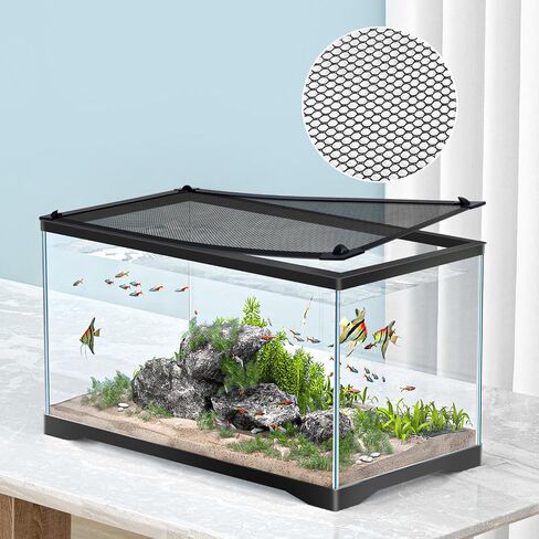 DIY Fish Tank Lid Aquarium Cover with Fresh Air Netting to Prevent Fish from Jumping Out of The Tank and Reptile Pet from Escaping, Adjustable Size Fit Tank Size Max 37''X18'' in Saudi Arabia