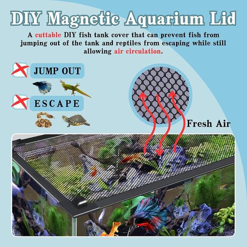 DIY Fish Tank Lid Aquarium Cover with Fresh Air Netting to Prevent Fish from Jumping Out of The Tank and Reptile Pet from Escaping, Adjustable Size Fit Tank Size Max 37''X18'' in Saudi Arabia