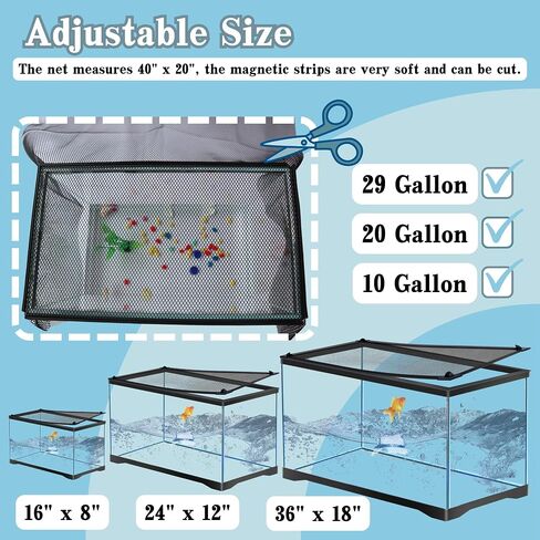 DIY Fish Tank Lid Aquarium Cover with Fresh Air Netting to Prevent Fish from Jumping Out of The Tank and Reptile Pet from Escaping, Adjustable Size Fit Tank Size Max 37''X18'' in Saudi Arabia