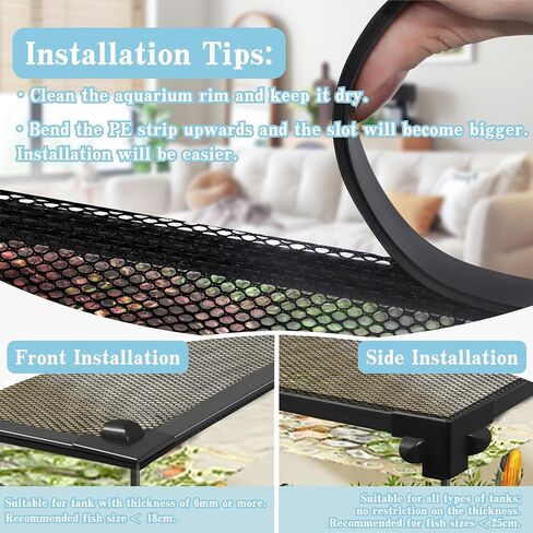 DIY Fish Tank Lid Aquarium Cover with Fresh Air Netting to Prevent Fish from Jumping Out of The Tank and Reptile Pet from Escaping, Adjustable Size Fit Tank Size Max 37''X18'' in Saudi Arabia