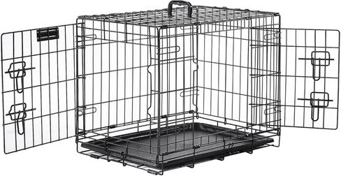 PETAPPY Wire Dog Crate 24 Inch, Double Door Folding Dog Cage, Wire Dog Kennel with Removable Tray, Floor Protecting Feet and Handle, Small Dog Crate in Saudi Arabia