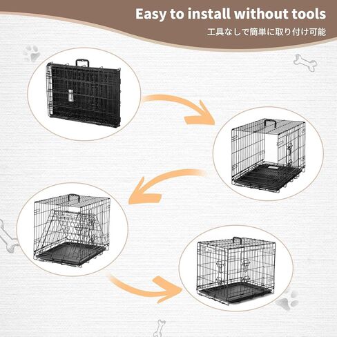PETAPPY Wire Dog Crate 24 Inch, Double Door Folding Dog Cage, Wire Dog Kennel with Removable Tray, Floor Protecting Feet and Handle, Small Dog Crate in Saudi Arabia
