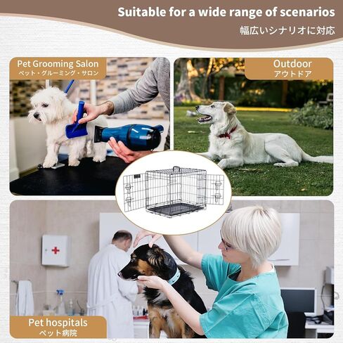 PETAPPY Wire Dog Crate 24 Inch, Double Door Folding Dog Cage, Wire Dog Kennel with Removable Tray, Floor Protecting Feet and Handle, Small Dog Crate in Saudi Arabia