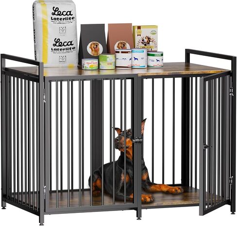 LiebeRen 48 Inch Large Dog Crate,Dog Kennel Furniture Large Breed Oversized Size (lnch:48.97" W x 28.6" D x 31.1" H) Large Dog Crate Furniture Solid and Stable Can Bear Weight 1500 lbs-Chew-Resistant in Kuwait