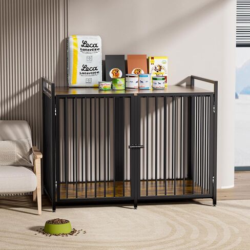 LiebeRen 48 Inch Large Dog Crate,Dog Kennel Furniture Large Breed Oversized Size (lnch:48.97" W x 28.6" D x 31.1" H) Large Dog Crate Furniture Solid and Stable Can Bear Weight 1500 lbs-Chew-Resistant in Kuwait