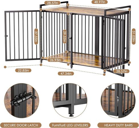 LiebeRen 48 Inch Large Dog Crate,Dog Kennel Furniture Large Breed Oversized Size (lnch:48.97" W x 28.6" D x 31.1" H) Large Dog Crate Furniture Solid and Stable Can Bear Weight 1500 lbs-Chew-Resistant in Kuwait