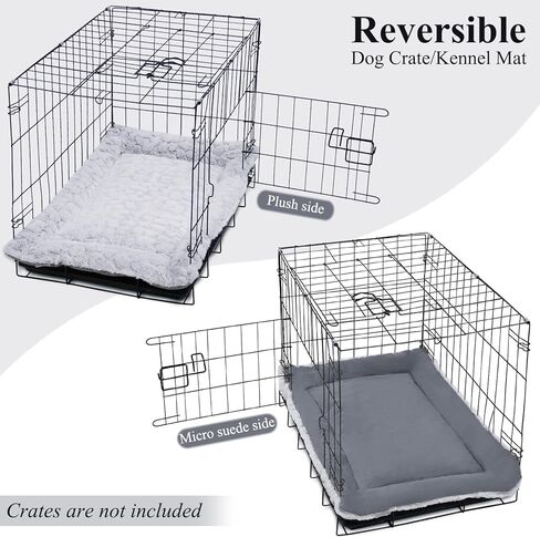 سجادات قفص الكلاب من VIVAGLORY، وسادات بيت الحيوانات الأليفة قابلة للغسل على الوجهين مع قطيفة دافئة مريحة | سرير من جلد الغزال الصغير مناسب لجميع المواسم، سرير نوم محمول للحيوانات الأليفة للتخييم والرحلات البرية in Kuwait