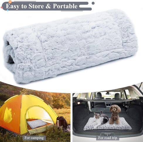 سجادات قفص الكلاب من VIVAGLORY، وسادات بيت الحيوانات الأليفة قابلة للغسل على الوجهين مع قطيفة دافئة مريحة | سرير من جلد الغزال الصغير مناسب لجميع المواسم، سرير نوم محمول للحيوانات الأليفة للتخييم والرحلات البرية in Kuwait