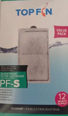 Top Fin Silenstream PF-S Refill for PF10 Power Filters 5.5in x 3.1- (12 Count) 1 Year Supply in Kuwait