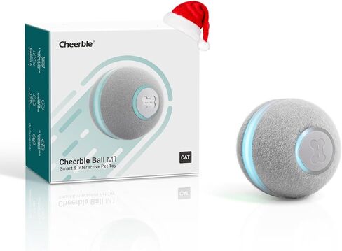 لعبة القطط التفاعلية الذكية من تشيربل، كرة دوارة نطاطة أوتوماتيكية للقطط الداخلية، كرة الحيوانات الأليفة المفعمة بالحيوية مع أضواء وجرس، رمادي in Kuwait